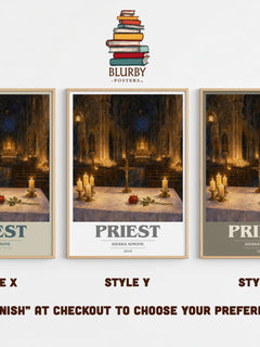 Priest book cover print in frame leaning in hallway – romance wall art