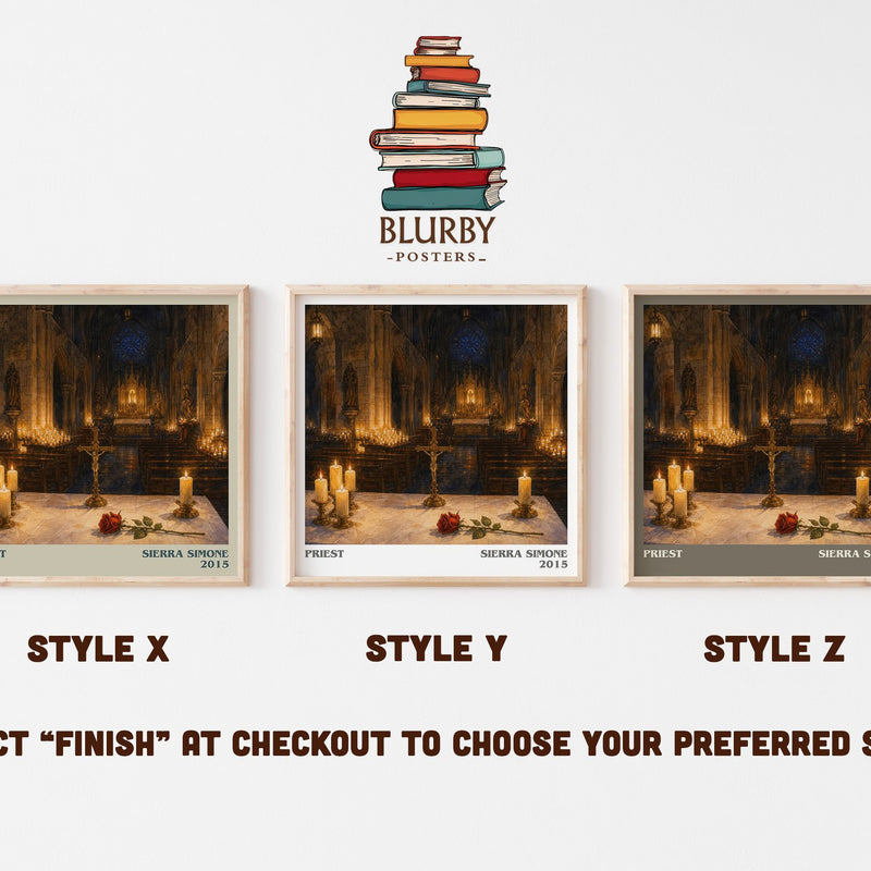 Priest literary print in frame leaning in hallway – romance wall art