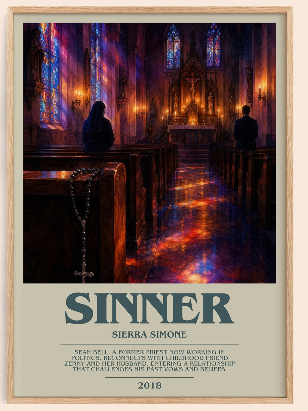 Sinner bookish book poster by Sierra Simone – framed literary art print