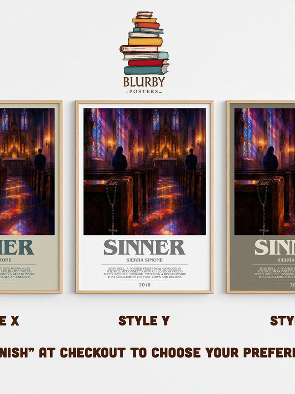 Sinner bookish print in frame leaning in hallway – romance wall art
