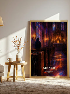 Sinner watercolour print in frame leaning in hallway – romance wall art