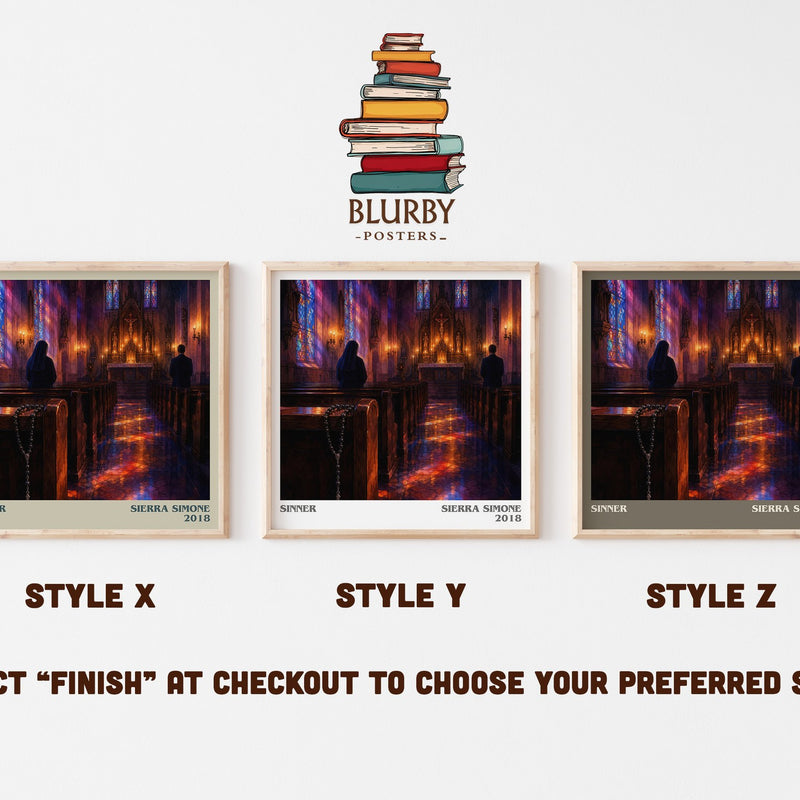 Sinner literary print in frame leaning in hallway – romance wall art