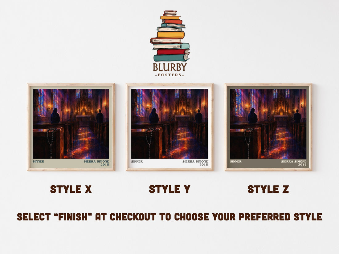 Sinner literary print in frame leaning in hallway – romance wall art (mockup)