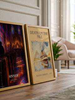 Sinner watercolour print framed by window – literary home decor