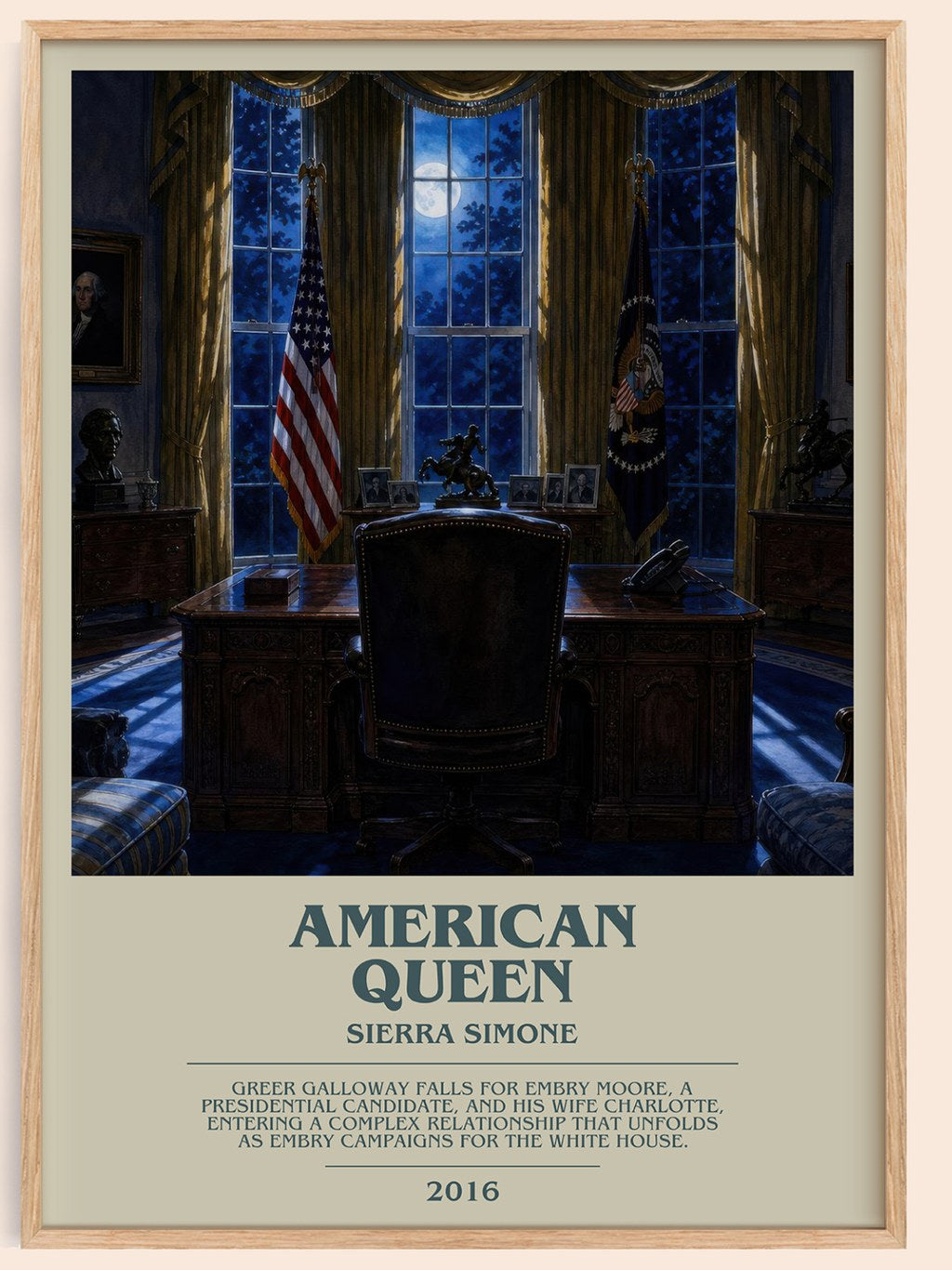 American Queen bookish book poster by Sierra Simone – framed literary art print