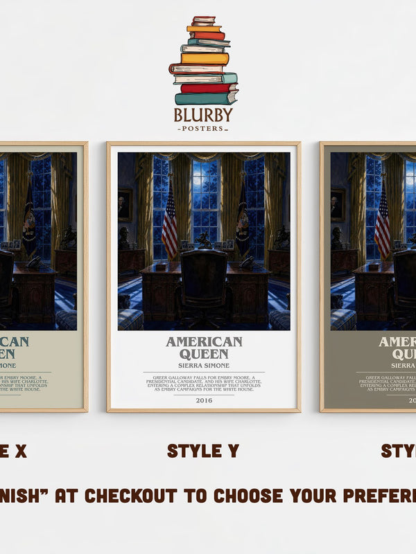 American Queen bookish print in frame leaning in hallway – romance wall art