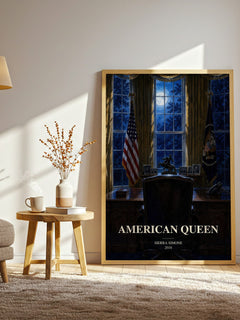American Queen watercolour print in frame leaning in hallway – romance wall art