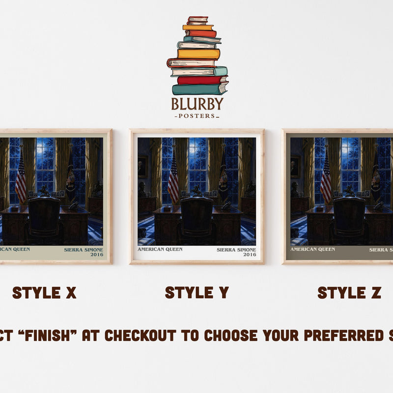American Queen literary print in frame leaning in hallway – romance wall art