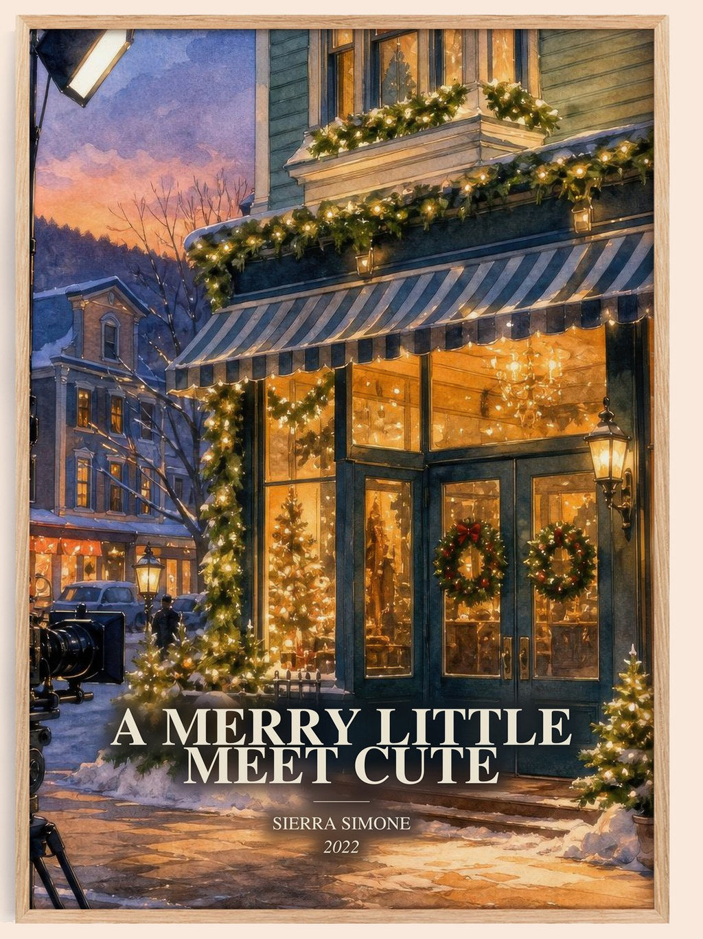 A Merry Little Meet Cute watercolour book poster by Sierra Simone – framed literary art print