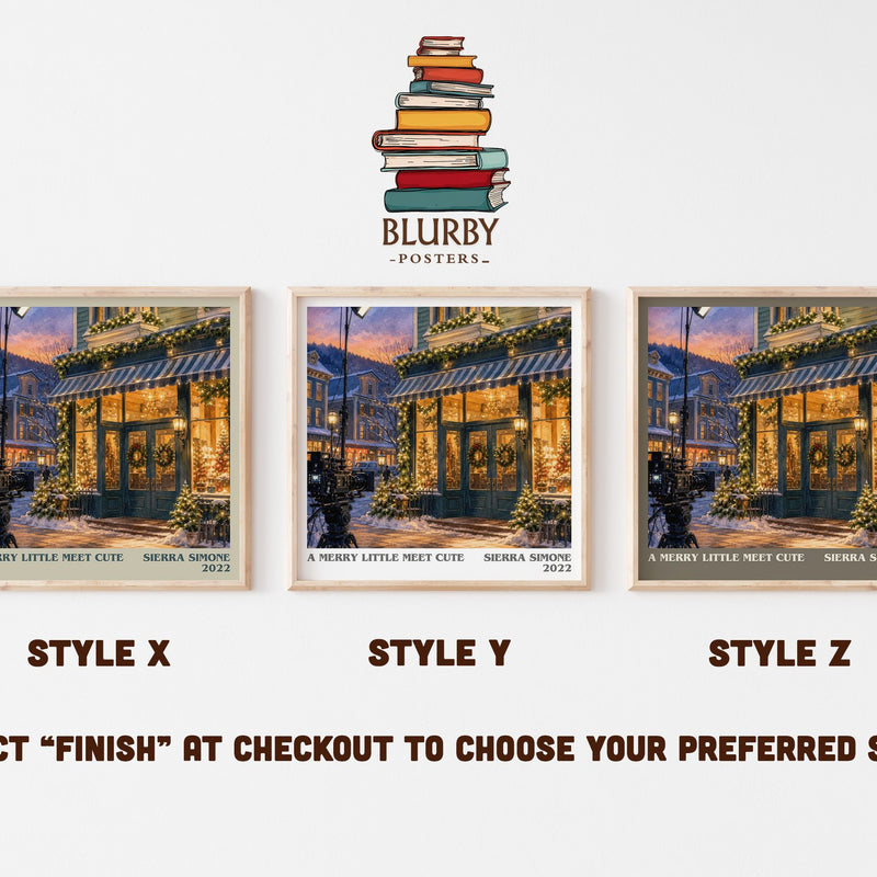 A Merry Little Meet Cute literary print in frame leaning in hallway – romance wall art