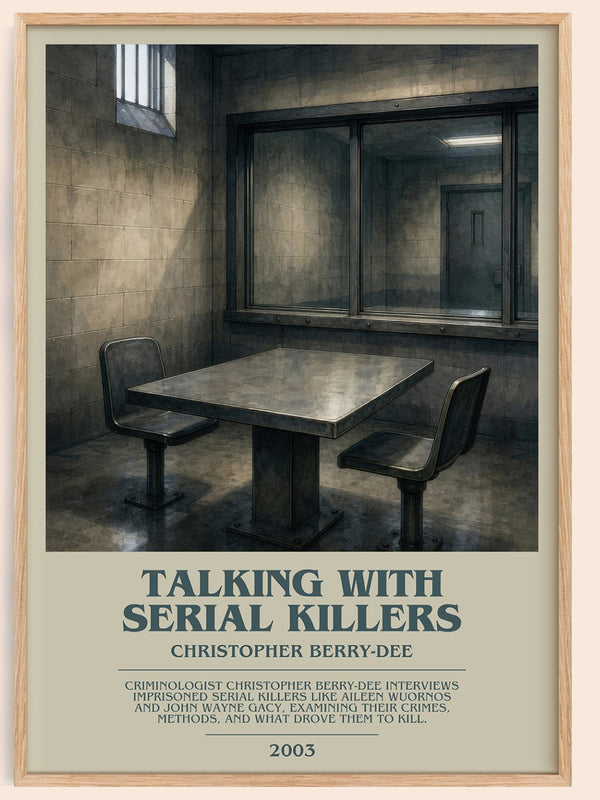 Talking with Serial Killers bookish book poster by Christopher Berry-Dee – framed literary art print