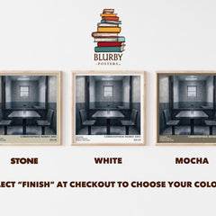 Talking With Female Serial Killers literary print framed by window – Stone, White and Mocha square prints side by side – choose your colour