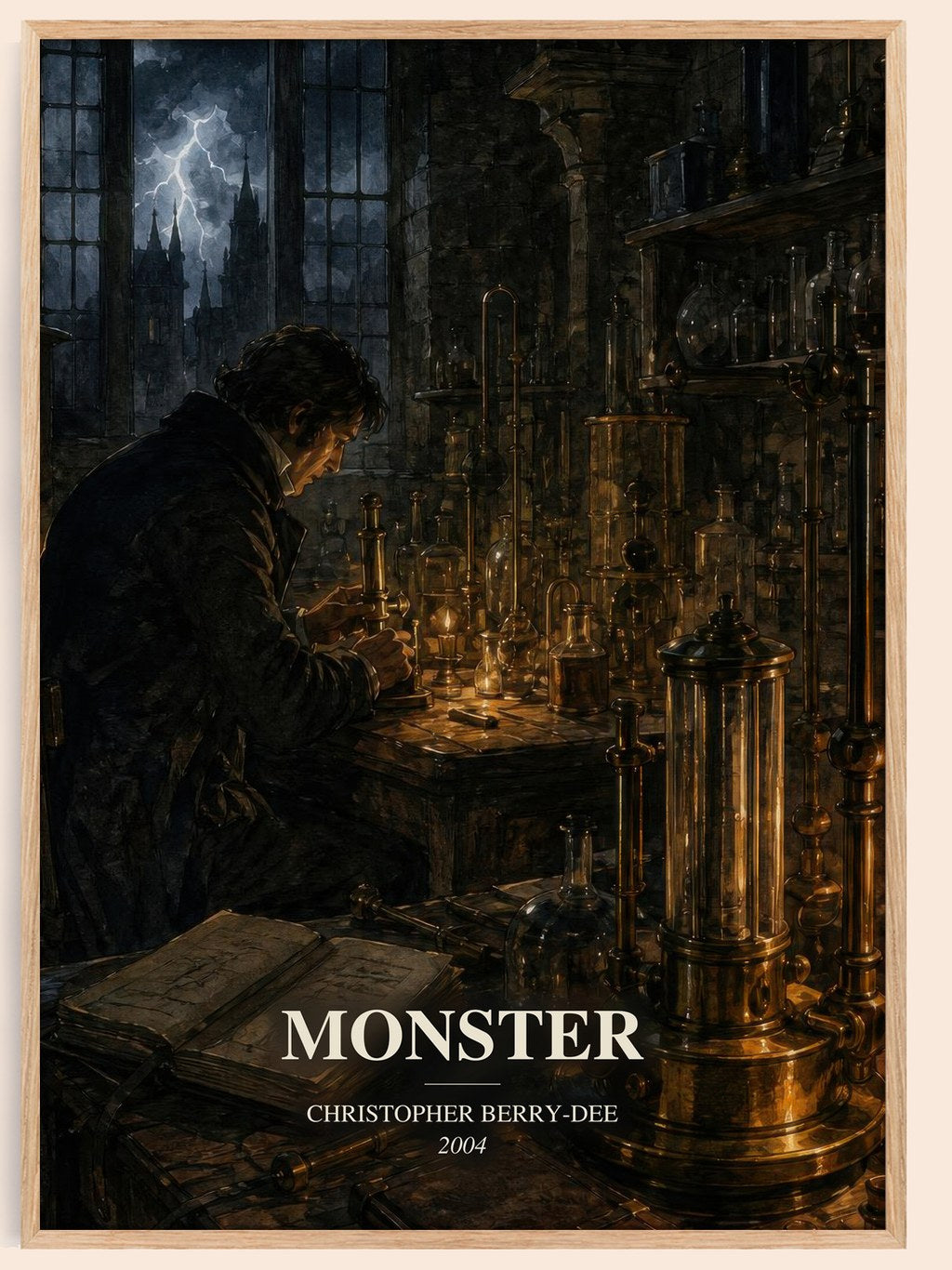 Monster watercolour book poster by Christopher Berry-Dee – framed literary art print