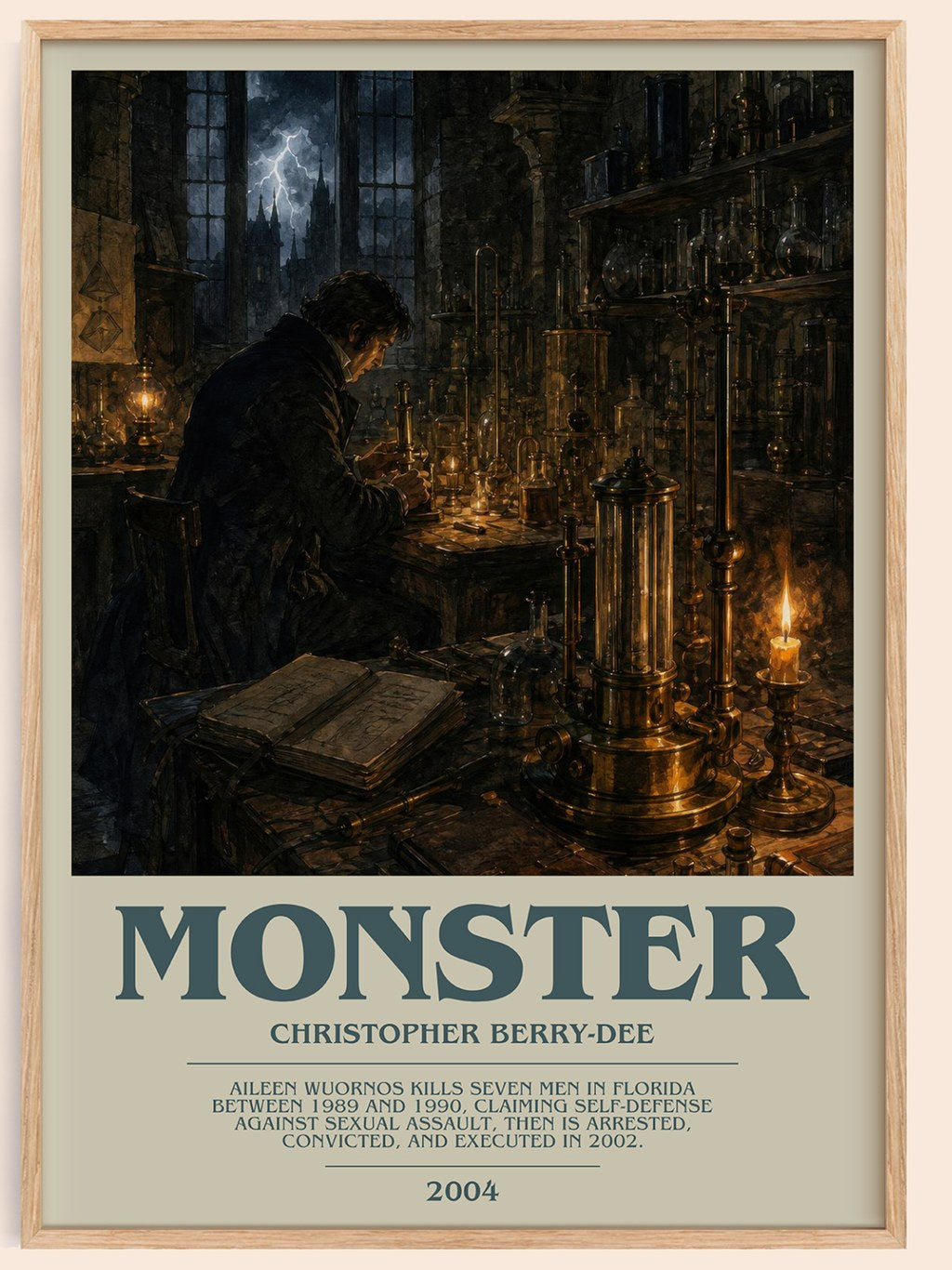 Monster bookish book poster by Christopher Berry-Dee – framed literary art print