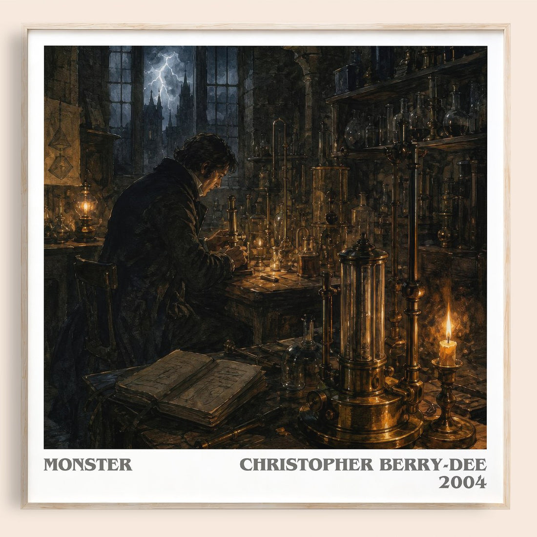 Monster literary book poster by Christopher Berry-Dee – framed literary art print