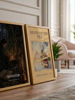 Monster watercolour print framed by window – literary home decor