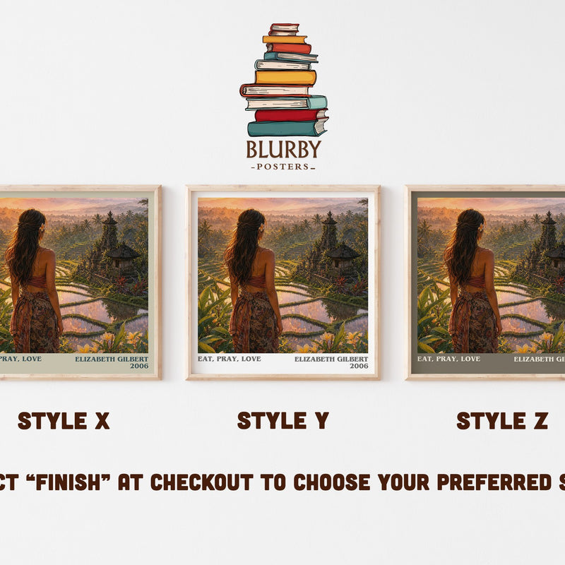 Eat, Pray, Love literary print in frame leaning in hallway – memoir wall art