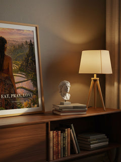 Eat, Pray, Love watercolour print on bookshelf – Elizabeth Gilbert fan gift