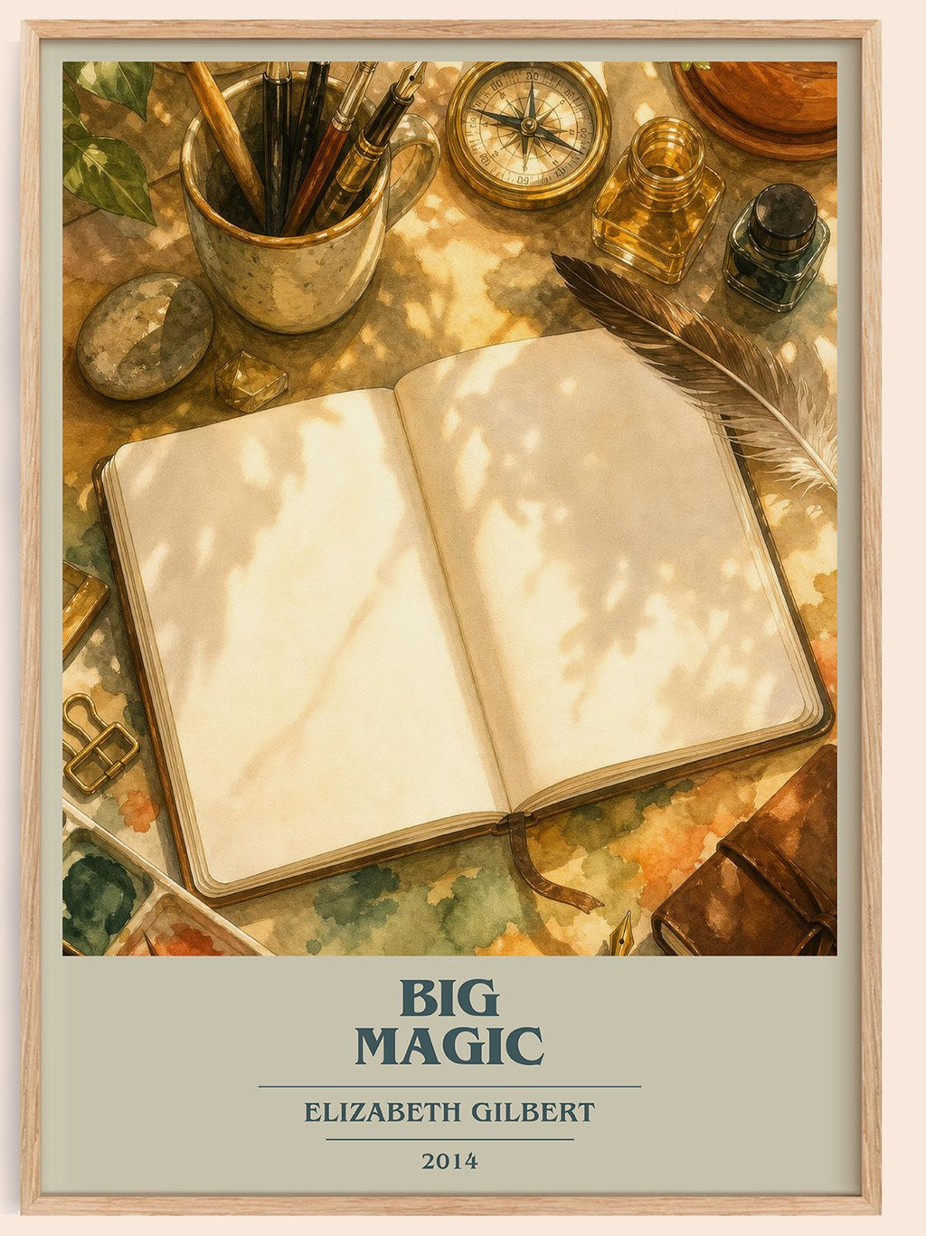 Big Magic book cover book poster by Elizabeth Gilbert – framed literary art print