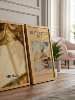 Big Magic watercolour print framed by window – literary home decor
