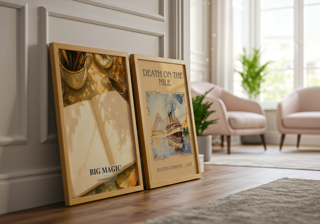 Big Magic watercolour print framed by window – literary home decor