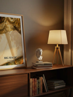 Big Magic watercolour print on bookshelf – Elizabeth Gilbert fan gift