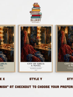 City of Girls: A Novel book cover print in frame leaning in hallway – contemporary fiction wall art