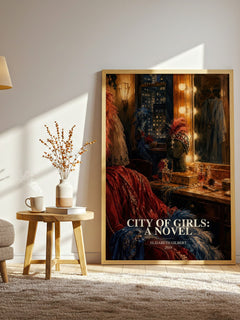 City of Girls: A Novel watercolour print in frame leaning in hallway – contemporary fiction wall art