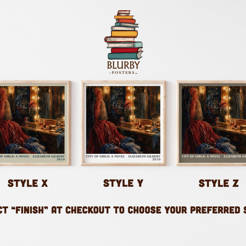 City of Girls: A Novel literary print in frame leaning in hallway – contemporary fiction wall art