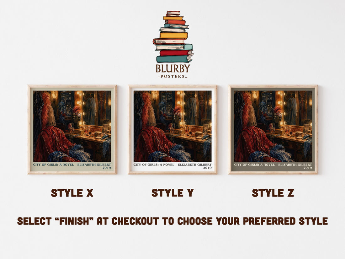 City of Girls: A Novel literary print in frame leaning in hallway – contemporary fiction wall art (mockup)
