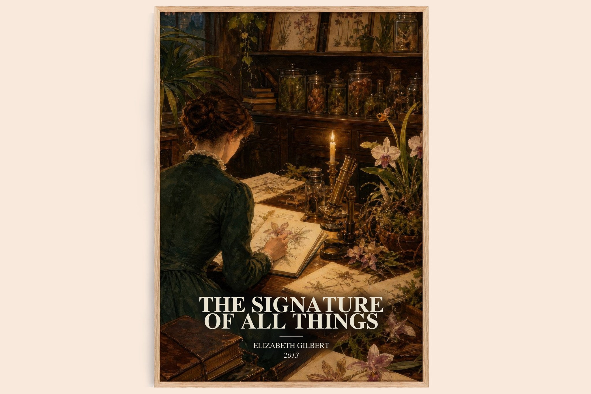 signature of all things Book Watercolour Illustration by E. Gilbert