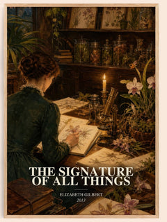 The signature of all things watercolour book poster by Elizabeth Gilbert – framed literary art print