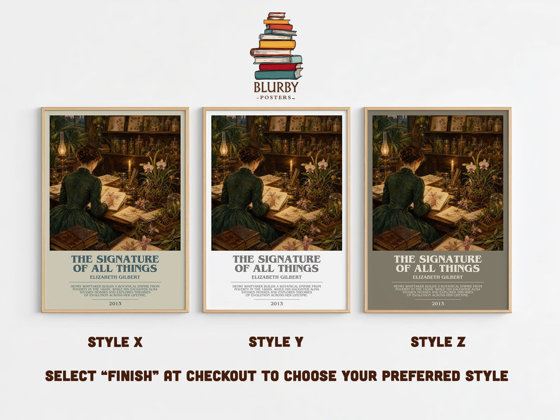 The signature of all things bookish print in frame leaning in hallway – historical fiction wall art (mockup)
