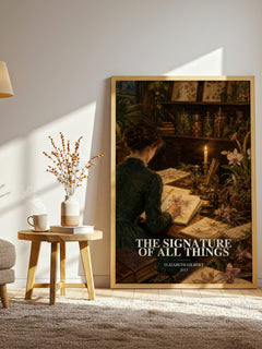The signature of all things watercolour print in frame leaning in hallway – historical fiction wall art
