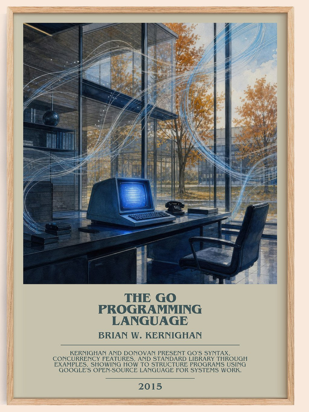 The Go Programming Language bookish book poster by Brian W. Kernighan – framed literary art print