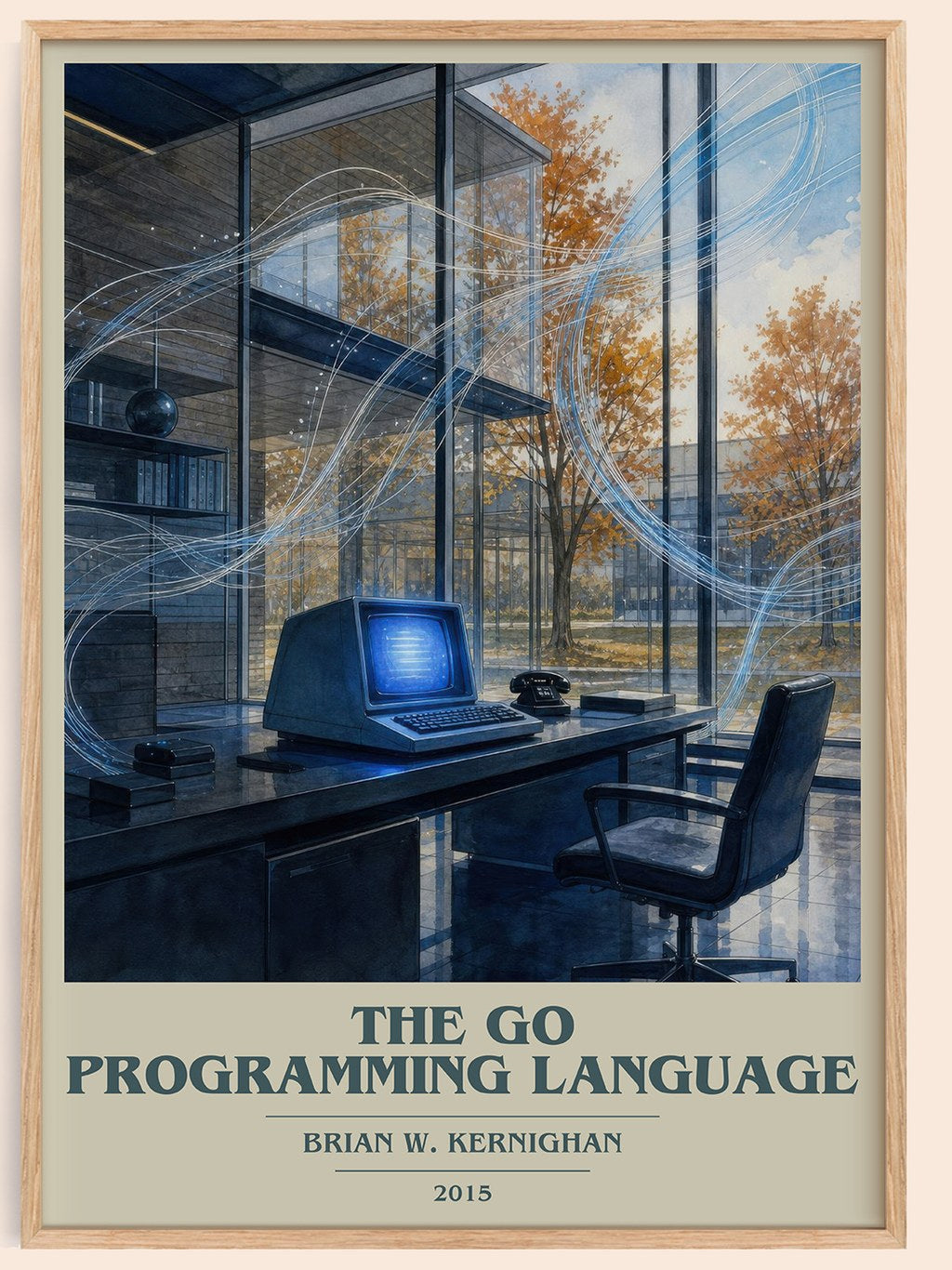 The Go Programming Language book cover book poster by Brian W. Kernighan – framed literary art print