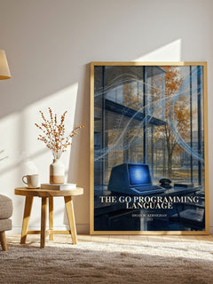 The Go Programming Language watercolour print in frame leaning in hallway – non fiction wall art