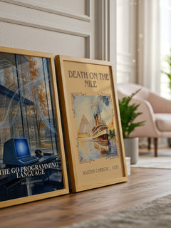 The Go Programming Language watercolour print framed by window – literary home decor