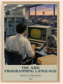 The AWK programming language book cover book poster by Brian W. Kernighan – framed literary art print