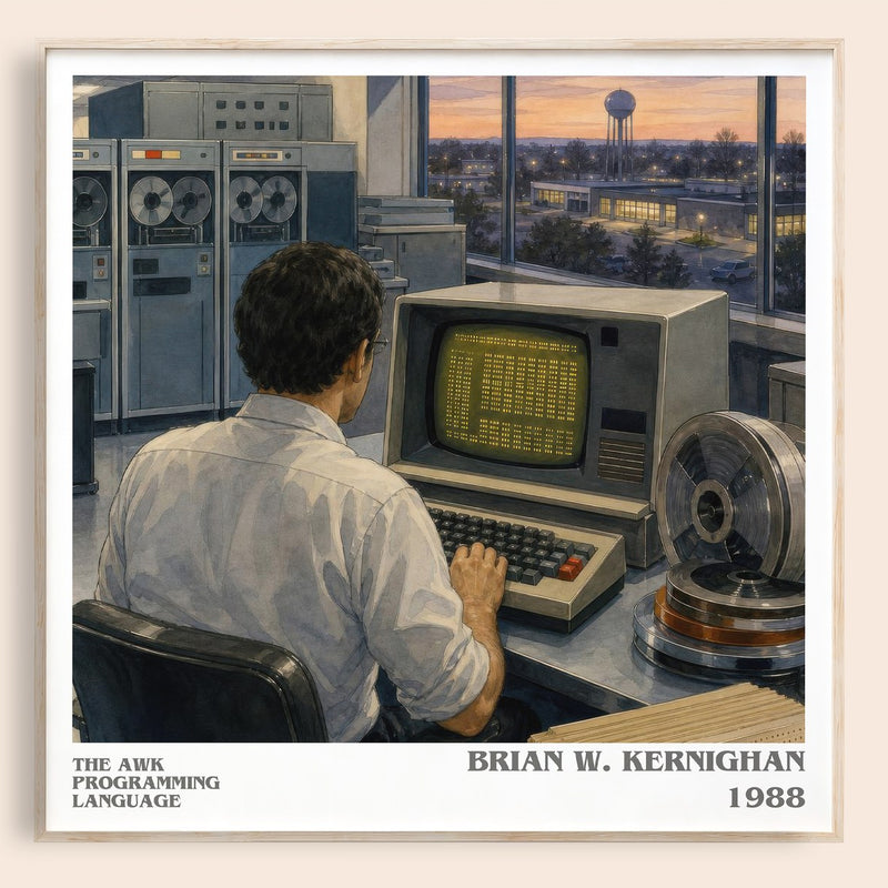 The AWK programming language literary book poster by Brian W. Kernighan – framed literary art print