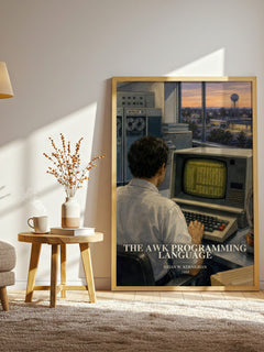 The AWK programming language watercolour print in frame leaning in hallway – non fiction wall art