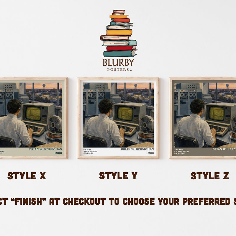 The AWK programming language literary print in frame leaning in hallway – non fiction wall art