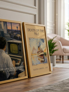 The AWK programming language watercolour print framed by window – literary home decor