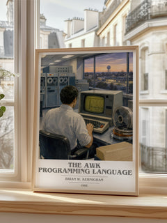 The AWK programming language book cover poster colour and style options – Brian W. Kernighan book art