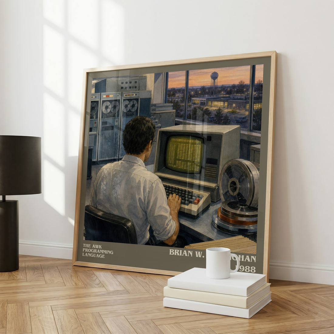 The AWK programming language literary print framed by window – literary home decor
