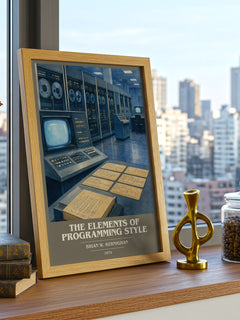 The elements of programming style book cover print framed by window – literary home decor