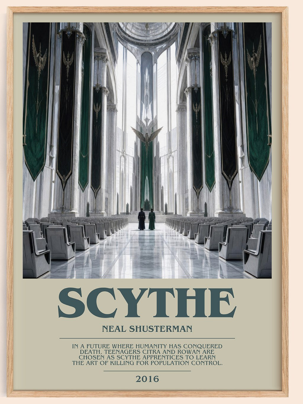 Scythe bookish book poster by Neal Shusterman – framed literary art print