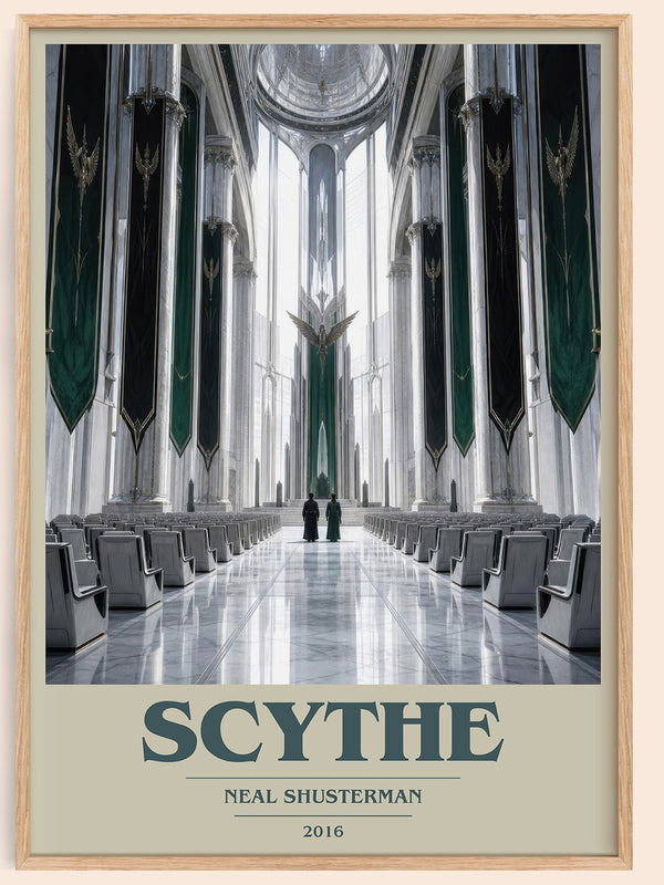 Scythe book cover book poster by Neal Shusterman – framed literary art print