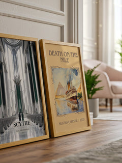 Scythe watercolour print framed by window – literary home decor