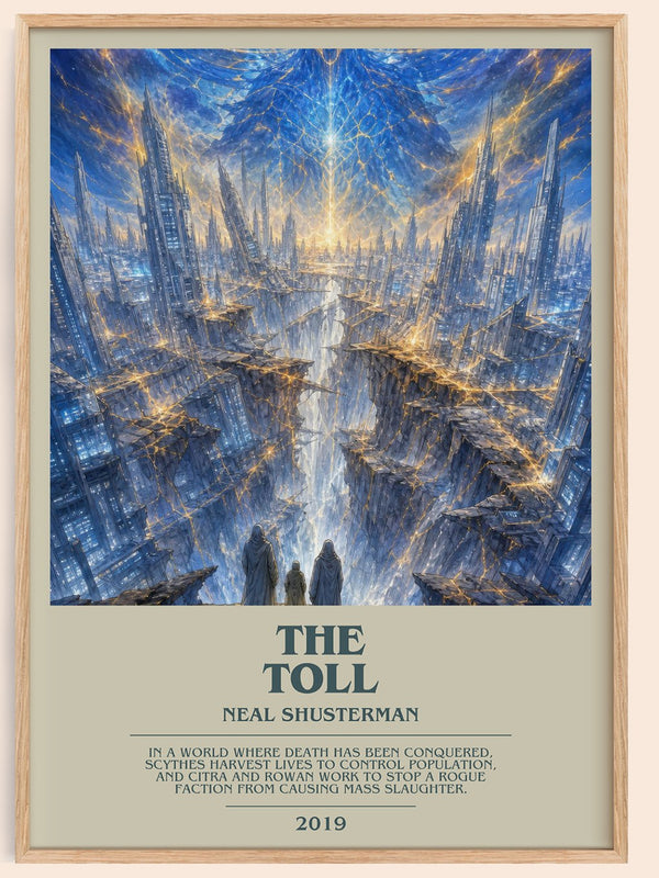 The Toll bookish book poster by Neal Shusterman – framed literary art print